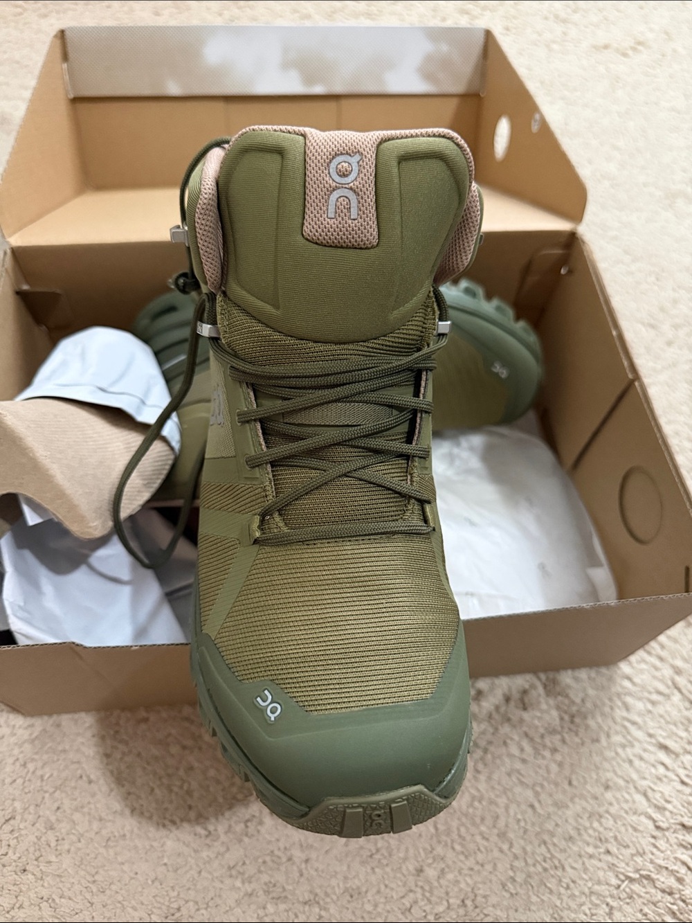 On Running Women's Olive Cloudrock Waterproof Winter Boots - Picture 2 of 4
